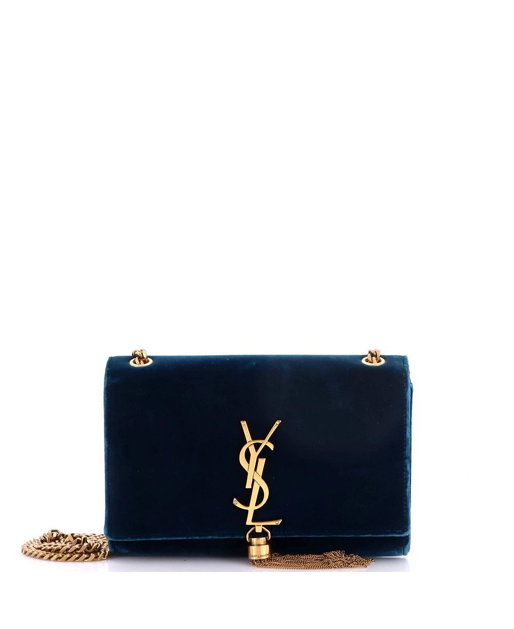 Pre-Owned Saint Laurent маленькая сумка через плечо с классическим монограммным тиснением и кисточкой, бархат