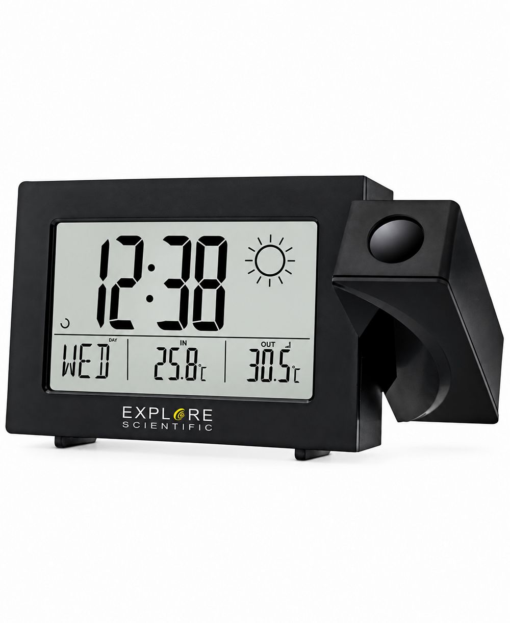 Explore Scientific RPW3008 12" LED Projection Radio-Controlled Wireless Outdoor Sensor Alarm Clock