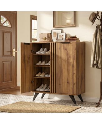 Boyel Living Shoe Cabinet with 2 Doors, 4-Tier Freestanding Hidden Shoe Organizer with Ventilation