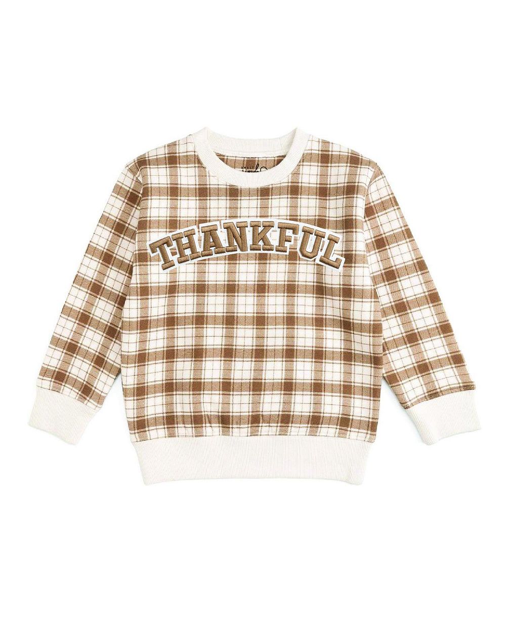 Детская длинная футболка Sweet Wink Boys' 4-20 Thankful Patch Thanksgiving Crewneck Long-Sleeve Sweatshirt