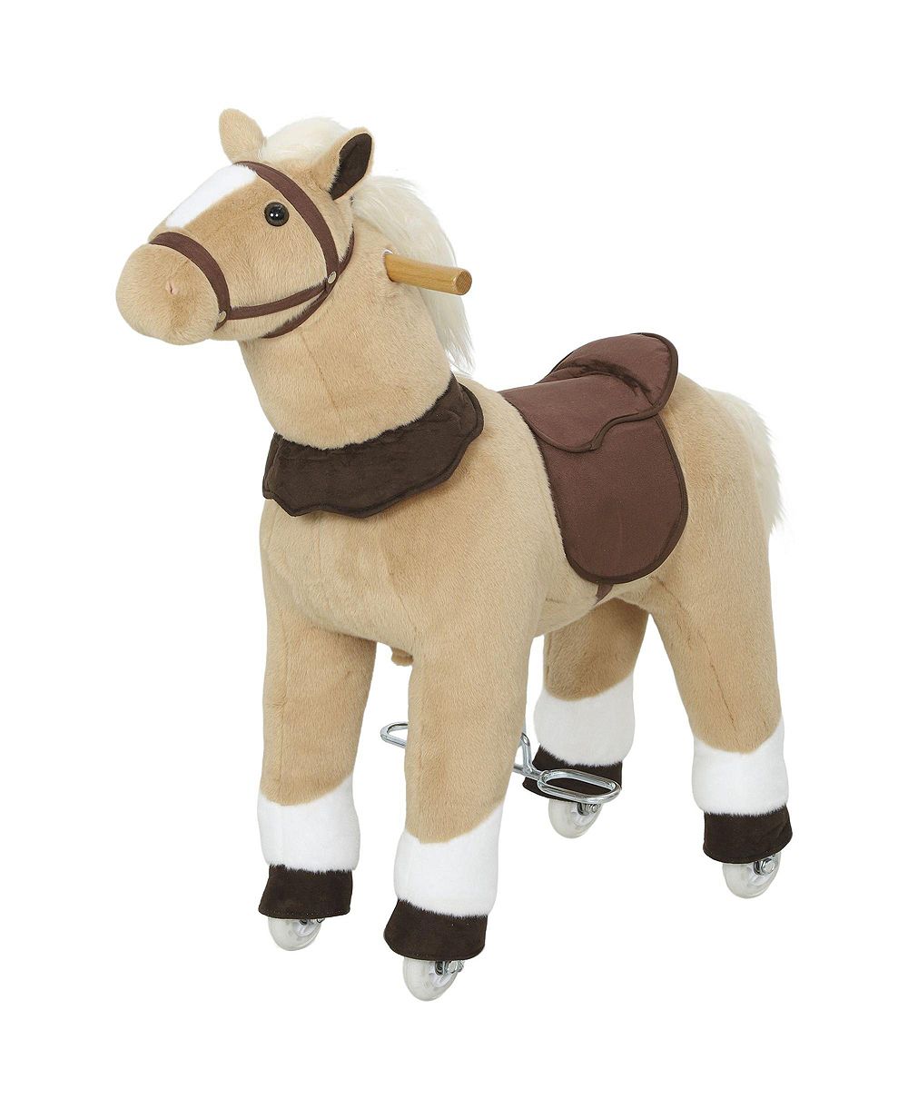 SEVORLEY Plush Wheeled Ride-On Horse, Ages 3-5