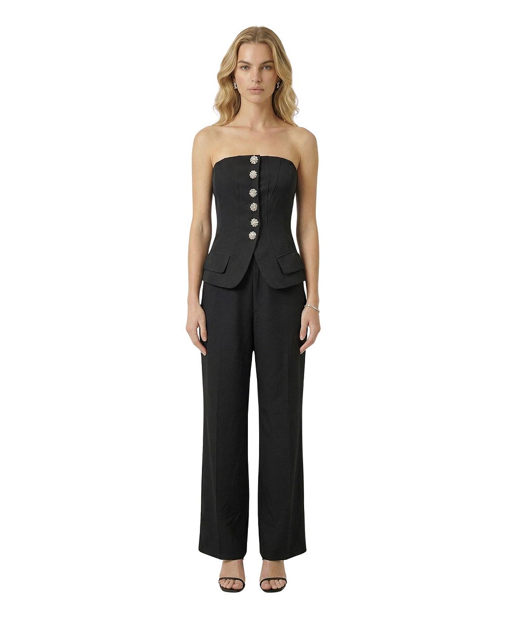 Modenaire Women's Strapless Embellished Vest and Wide-Leg Pants, 2-Piece Set