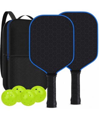 Sportneer USAPA Approved Carbon Fiber Pickleball Paddles Set of 2 with 4 Balls and Carry Bag