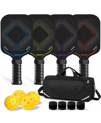 Sportneer 4 Player Lightweight Graphite Pickleball Paddle Set With Balls And Carry Bag