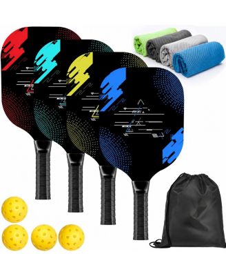 Sportneer 4 Pack Pickleball Paddle Set With Towels Balls And Carry Bag