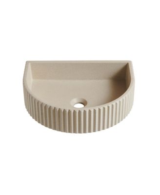 BUSDAYS 18 Inch Irregular Shape Cement Beige Microcement Bathroom Sink No Cabinet No Faucet No Sink Cover