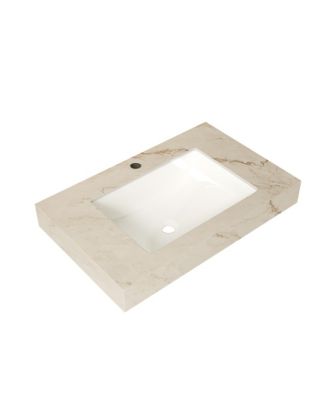 BUSDAYS 30 Inch Cream Gold Vein Sintered Stone Vanity Top with Undermount Ceramic Basin 1 Pre Drilled Faucet Hole No Cabinet No Faucet No Sink Cover