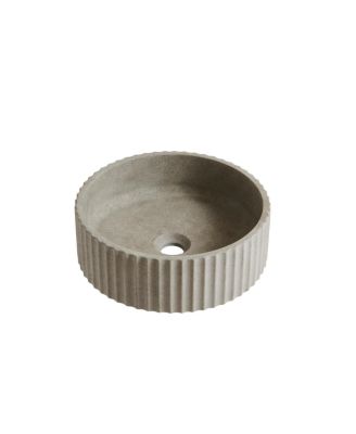 BUSDAYS 14 Inch Cement Grey Round Microcement Basin Bathroom Sink Without Cabinet Faucet or Sink Cover
