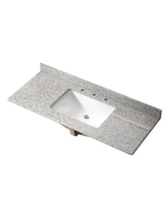 BUSDAYS 48 Inch Bathroom Vanity Top Natural Granite Countertop with White Ceramic Sink No Faucet No Drain Set No Sink Stopper