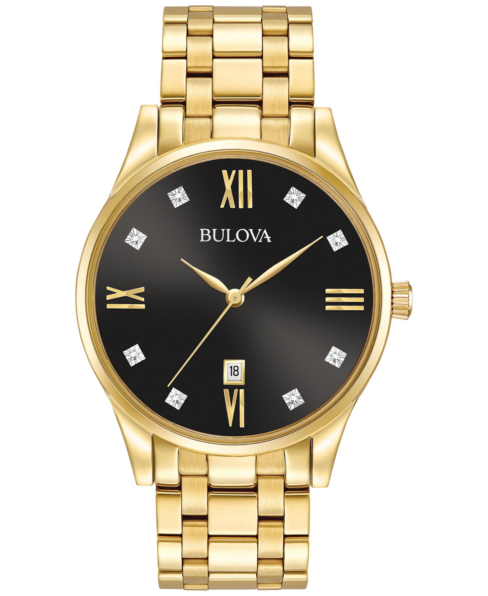 Мужские наручные часы Bulova Diamond Accent Gold-Tone Stainless Steel 40mm 97D108