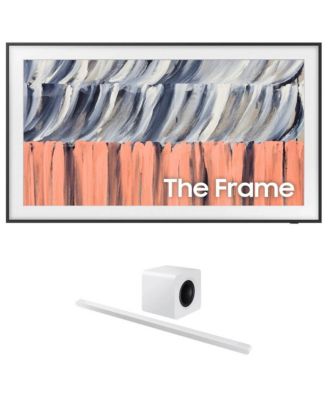 Samsung QN55LS03HE 55" QLED 4K Smart TV без бликов с саундбаром HW-S801D и сабвуфером