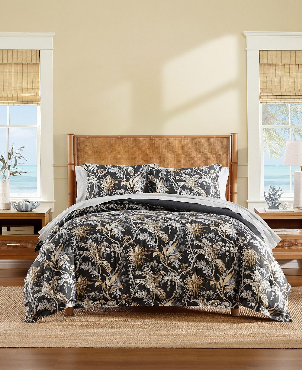 Tommy Bahama Frond Forest Texture Cotton Sateen 3-Piece Comforter Set, Full/Queen