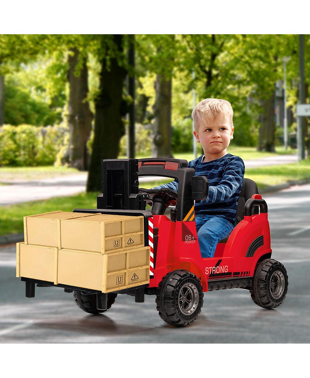 homfan 12V Ride On Forklift with Remote Control & Lift Mast, 66 lbs, Ages 3-6