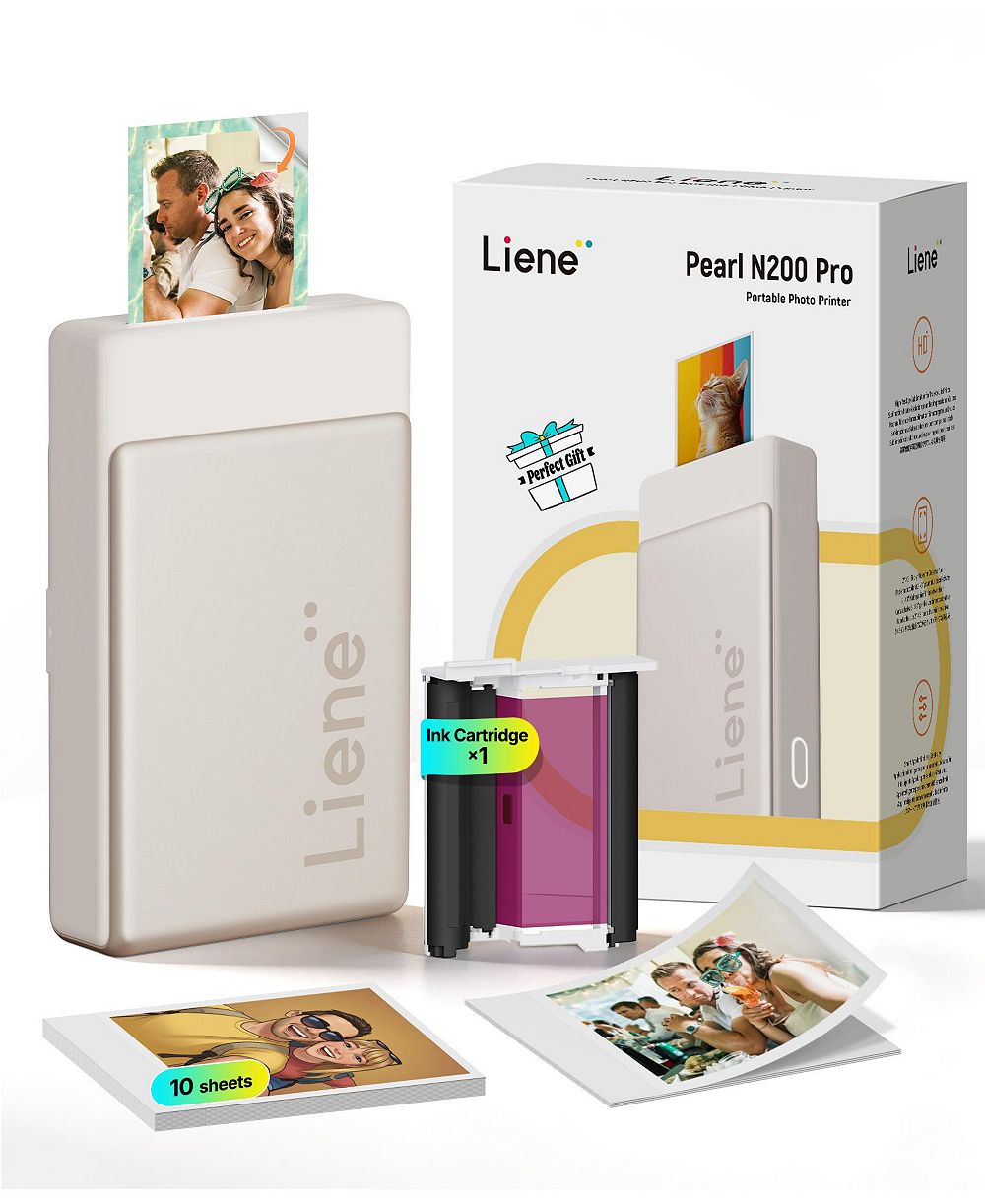 Liene Pearl N200 Pro портативный фотопринтер мгновенной печати 2x3" с перезаряжаемой батареей