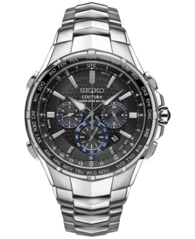 Seiko Мужские часы Solar Chronograph Coutura Stainless Steel Bracelet 45mm SSG009
