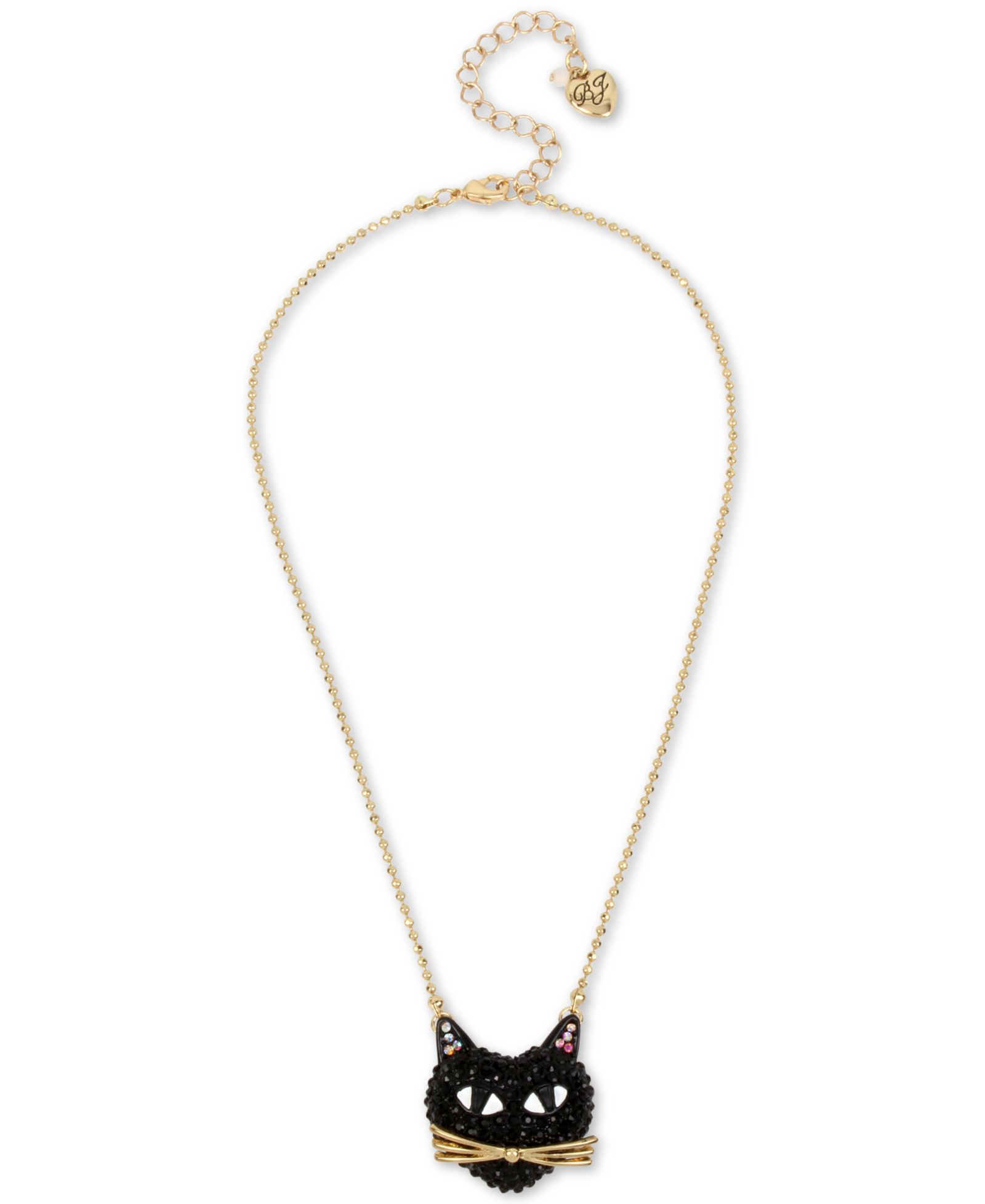 Betsey Johnson Two-Tone Black Cat подвеска с камнем Pavé, Sterling Silver