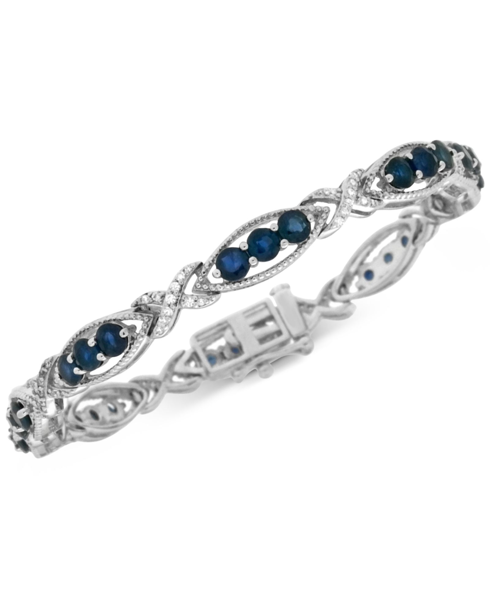 Браслет с сапфиром (4-1/2 ct. t.w.) и бриллиантом (1/4 ct. t.w.) в стерлинговом серебре