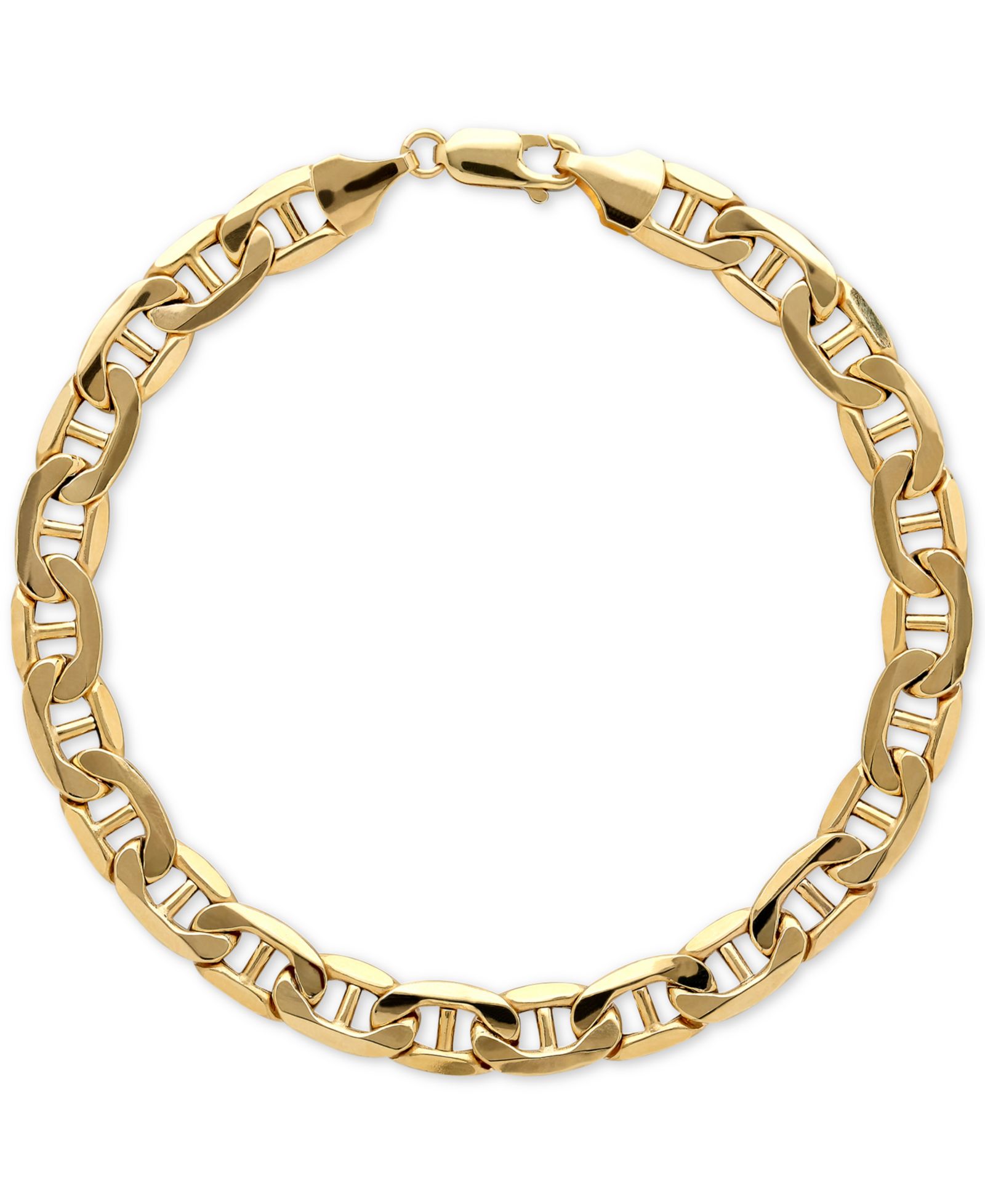 Мужской браслет Italian Gold Lightweight Beveled Marine Link, 10k Gold
