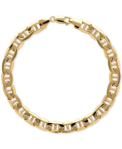 Мужской браслет Italian Gold Lightweight Beveled Marine Link, 10k Gold