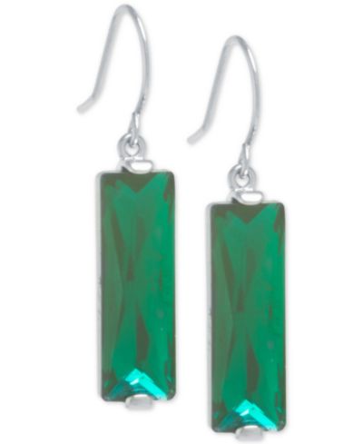 Серьги-подвески Rectangular Crystal Drop в серебряном напылении