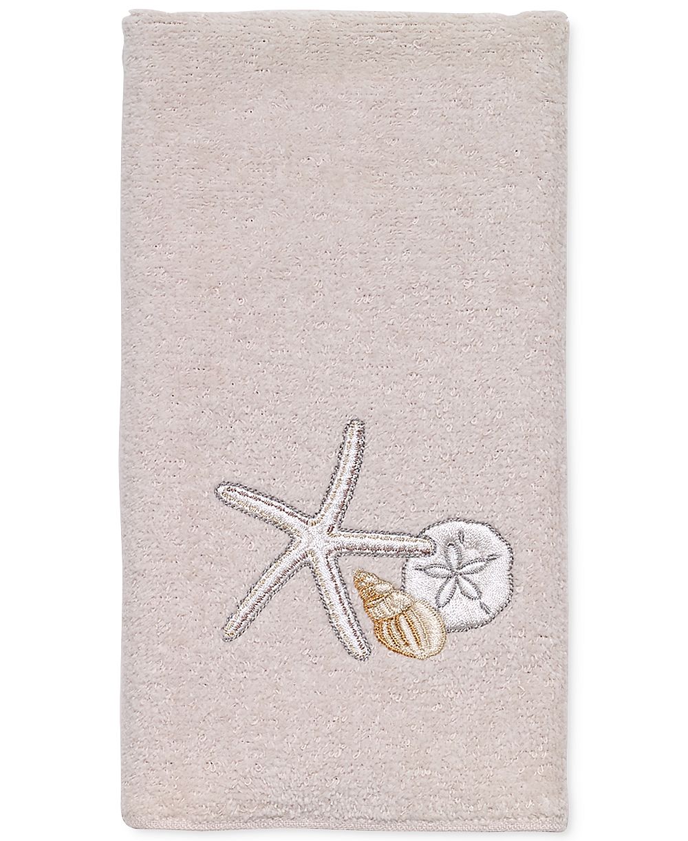 Хлопковое полотенце для рук Avanti Seaglass Embroidered Seashell, 11" x 18"
