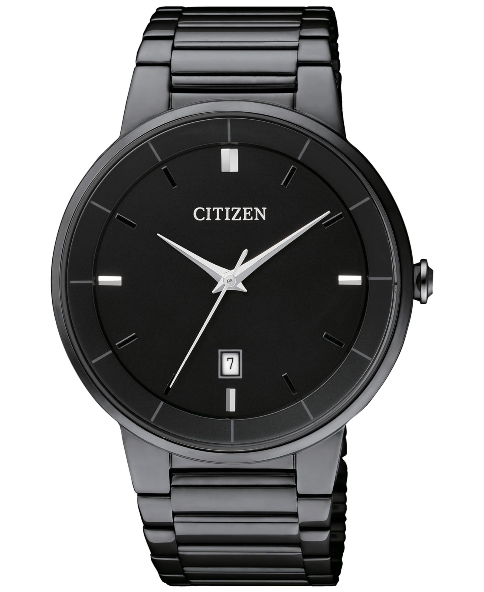 Мужские часы Citizen Quartz Black Ion-Plated Stainless Steel Bracelet 40mm BI5017-50E