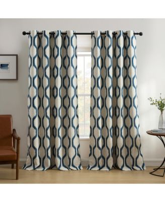 Elrene Home Fashions Renzo Ikat Geometric Linen Room Darkening Window Curtain