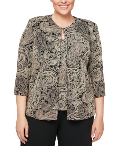 Комплект из жакета и топа Alex Evenings Plus Size Glitter-Print