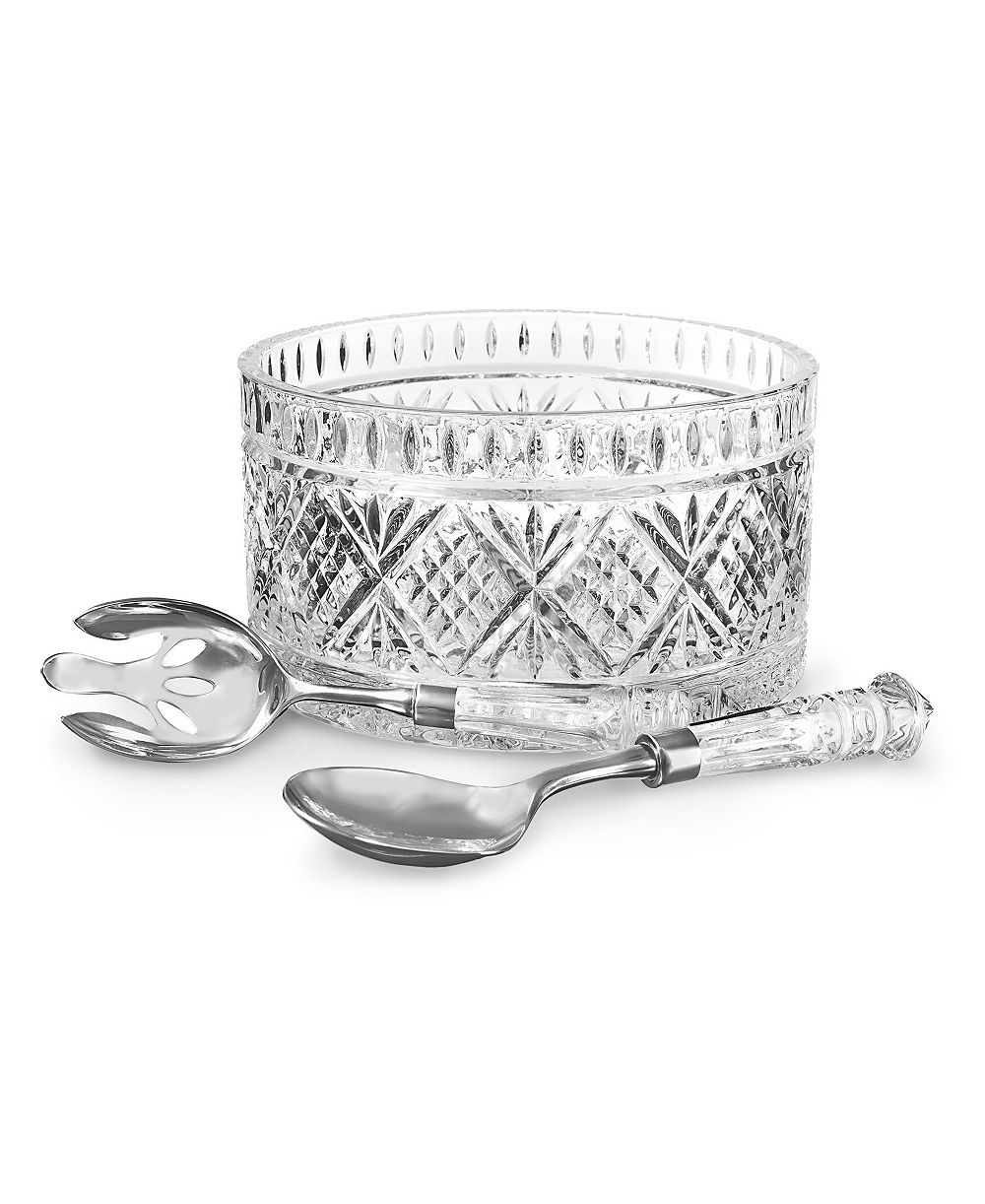 Godinger Dublin Crystal Salad Bowl with Salad Server Set