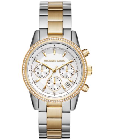 Женские часы Michael Kors Chronograph Bryant Two-Tone Stainless Steel Bracelet 37mm