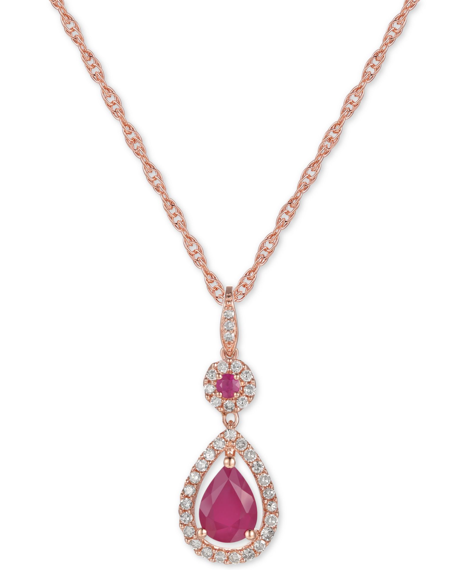 Подвеска Ruby (1-1/4 ct. t.w.) and Diamond (1/3 ct. t.w.) в 14k Rose Gold