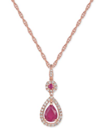 Подвеска Ruby (1-1/4 ct. t.w.) and Diamond (1/3 ct. t.w.) в 14k Rose Gold