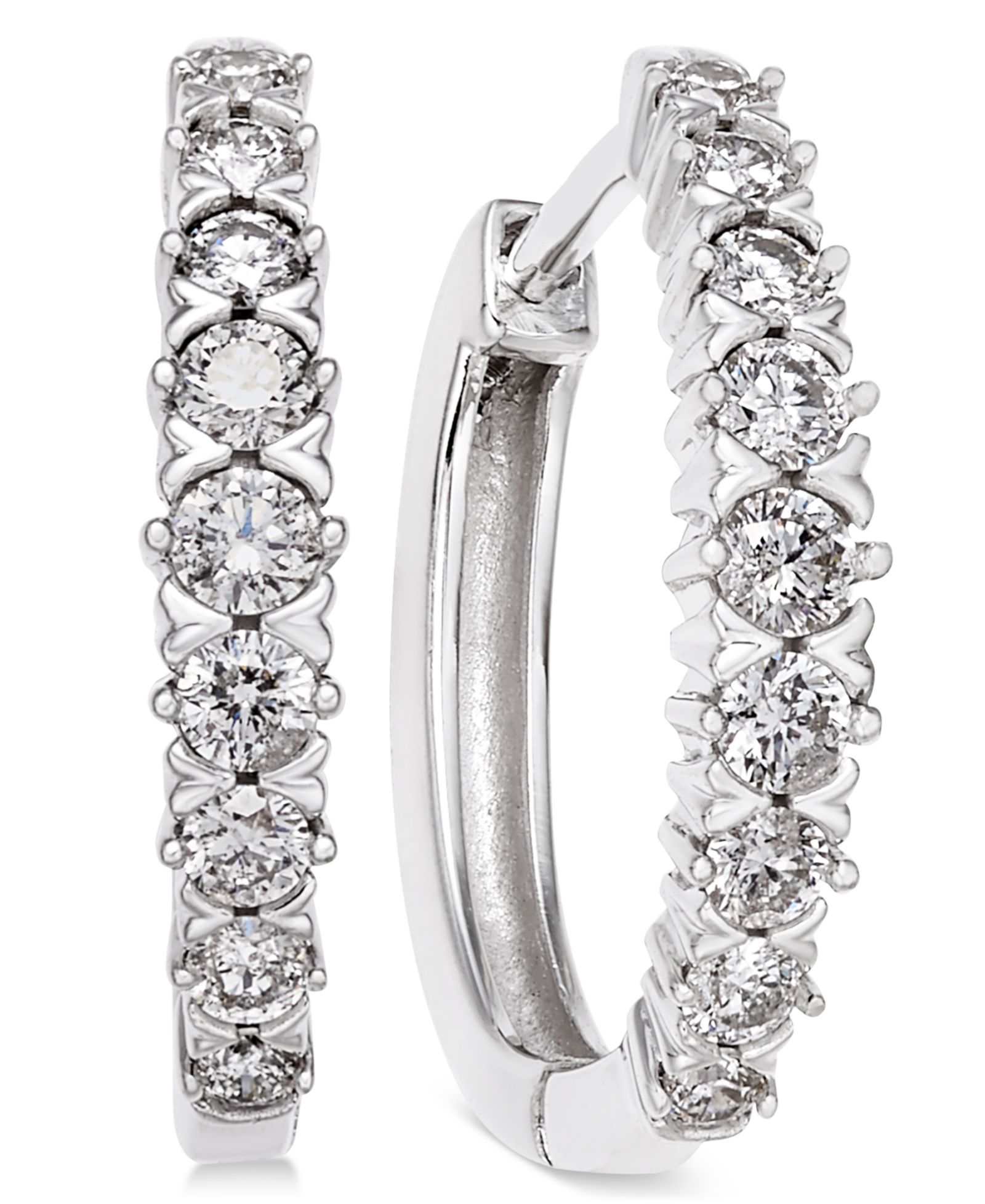 Серьги-кольца Diamond Hoop (1/2 ct. t.w.) из 14k White Gold