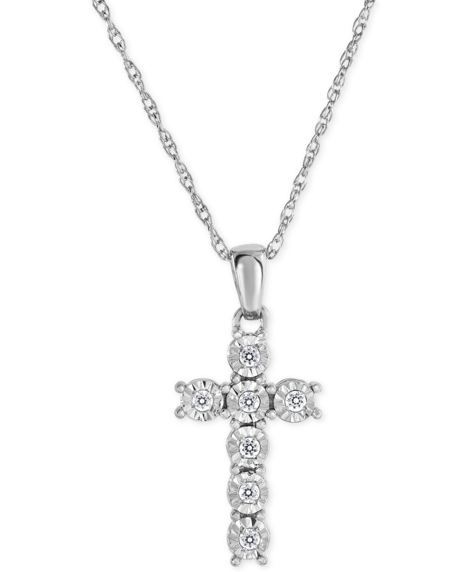 Подвеска Diamond Cross в стерлинговом серебре (1/10 ct. t.w.)