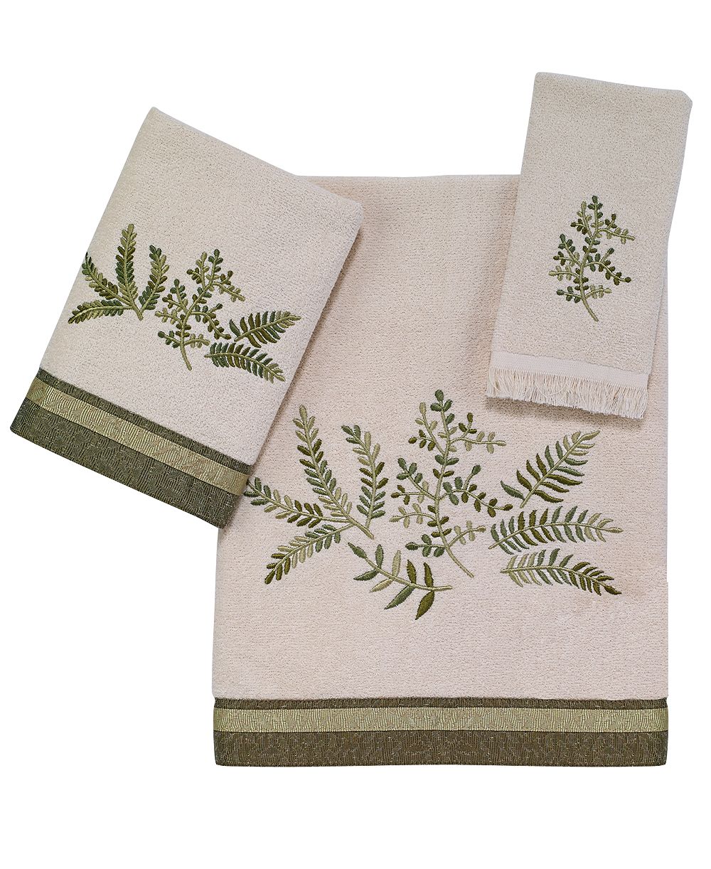 Банное полотенце Avanti Greenwood Leafy Ferns Embroidered, 27" x 50"