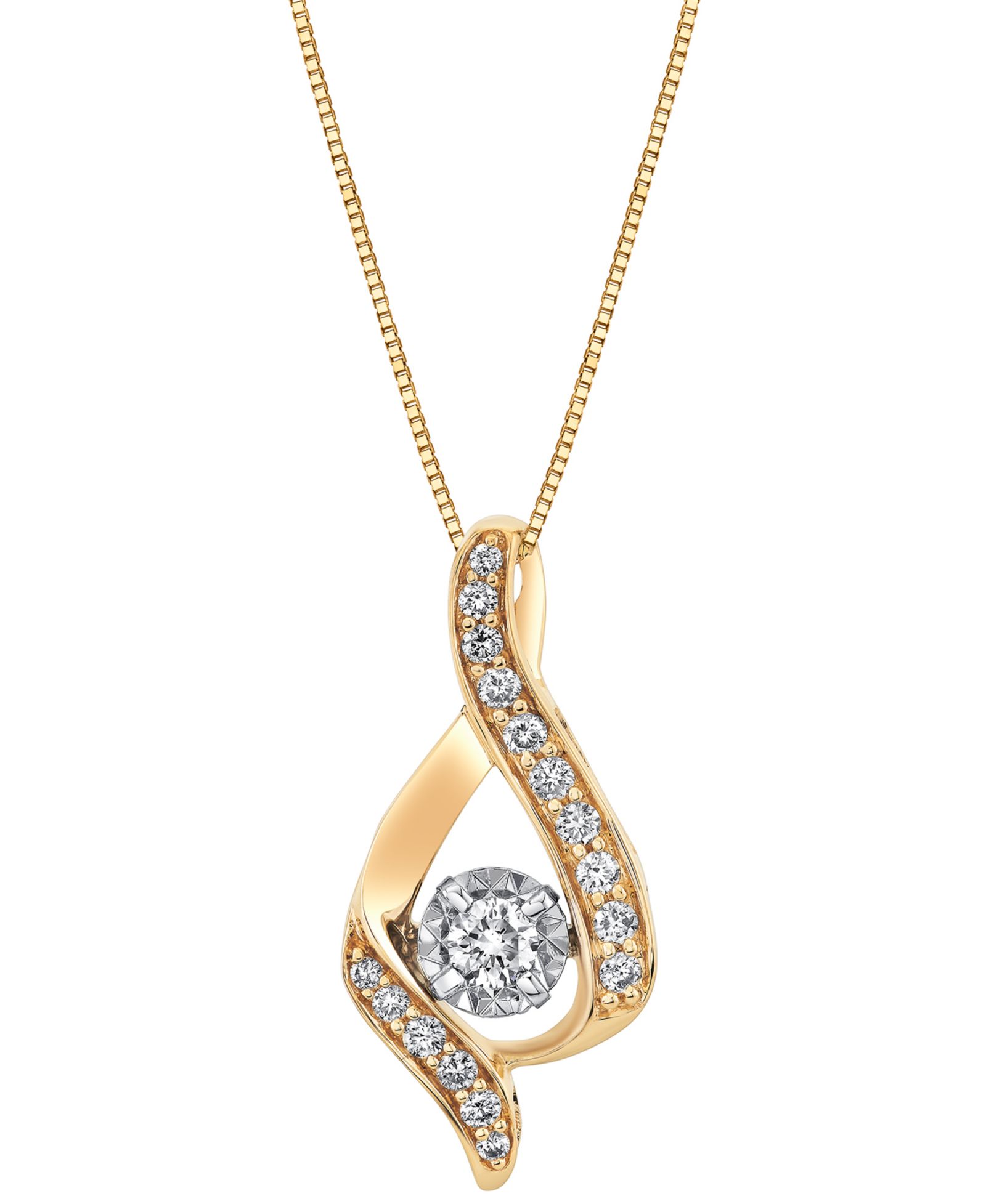 Подвеска Diamond Ribbon (3/8 ct. t.w.) в 14k белом или желтом золоте