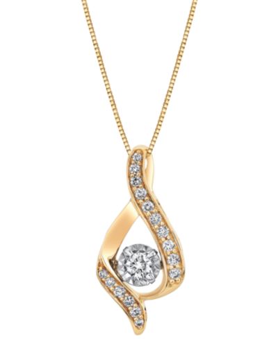 Diamond Ribbon Pendant Necklace (3/8 ct. t.w.) in 14k White or Yellow Gold
