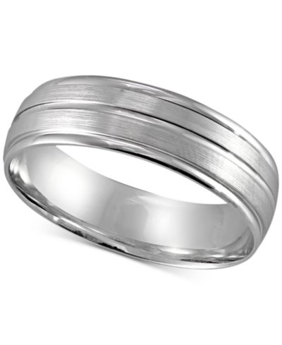 Мужское обручальное кольцо из белого золота 14k