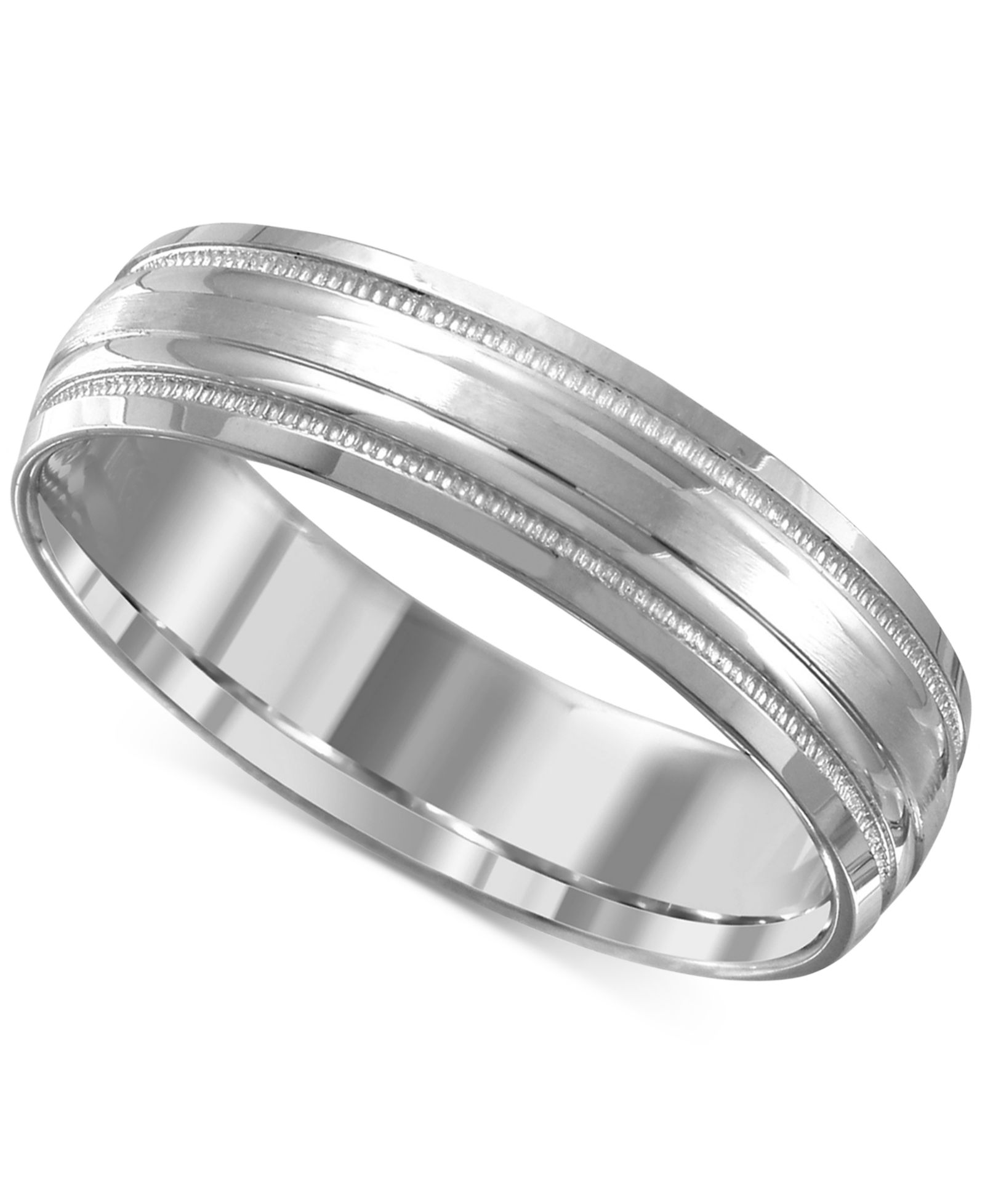 Мужское обручальное кольцо, 14k белое золото, высокополированное