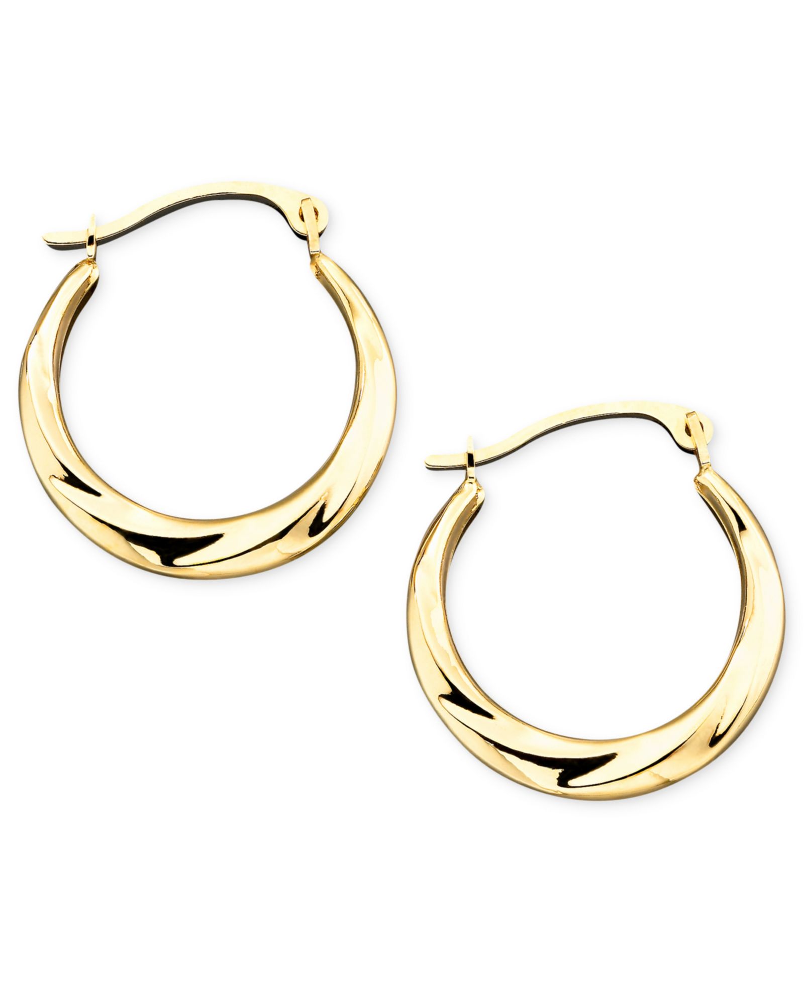 Серьги-кольца с полированным завитком, 10k Gold, Small