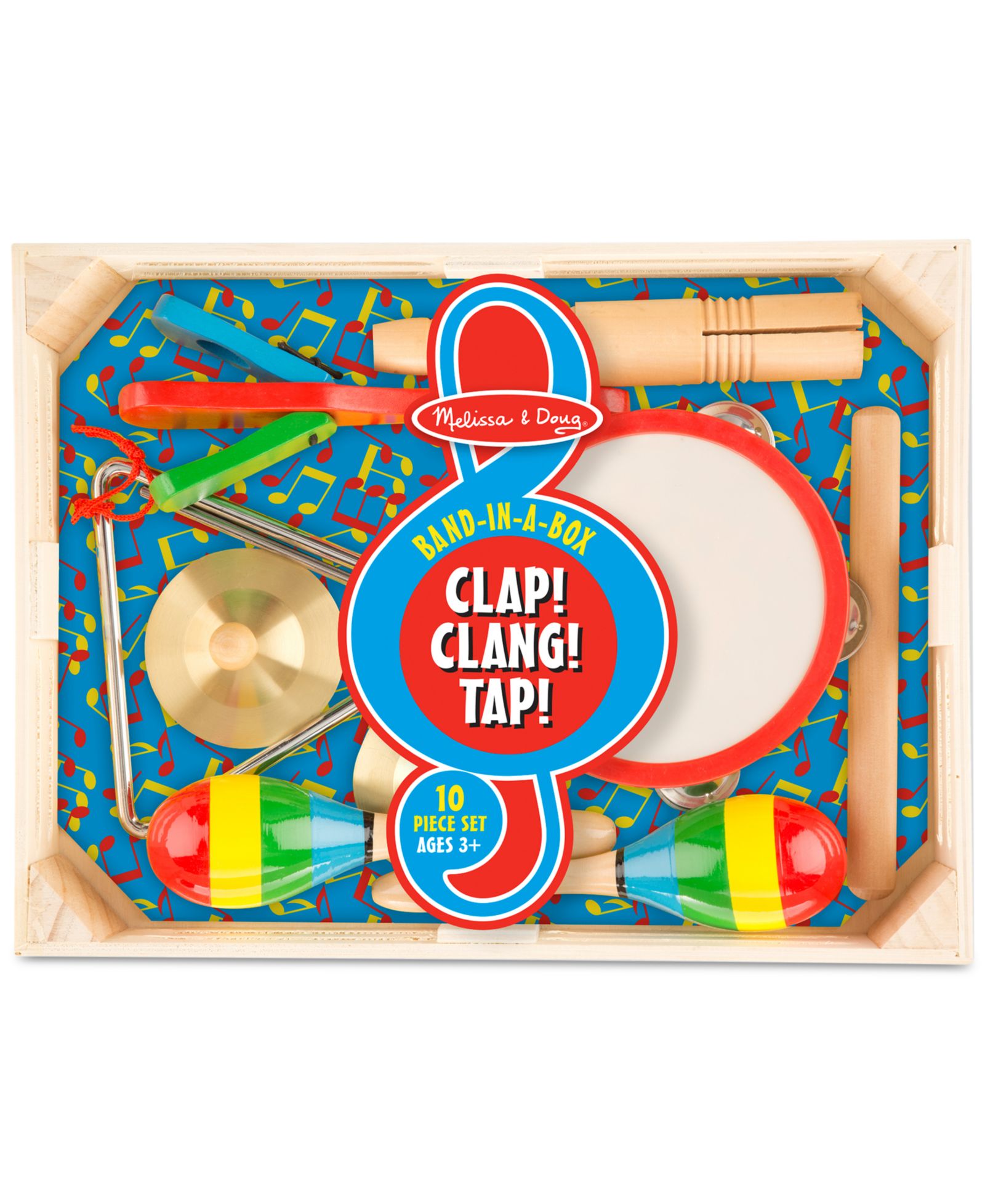 Melissa And Doug Clap! Clang! Tap! Деревянный набор из 6 музыкальных инструментов, от 3 лет