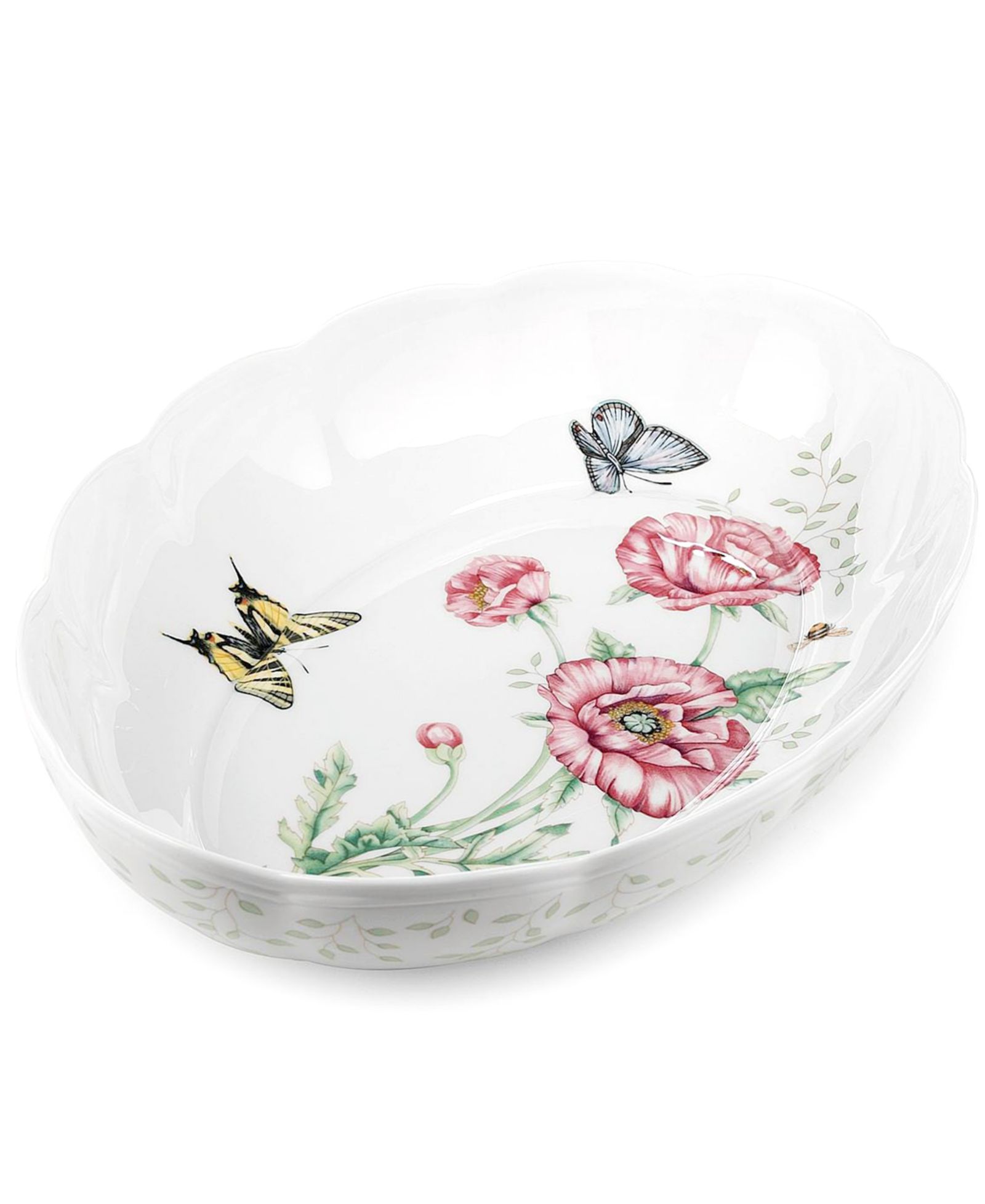 Lenox Butterfly Meadow Scalloped Oval Baker, 2 Qt.
