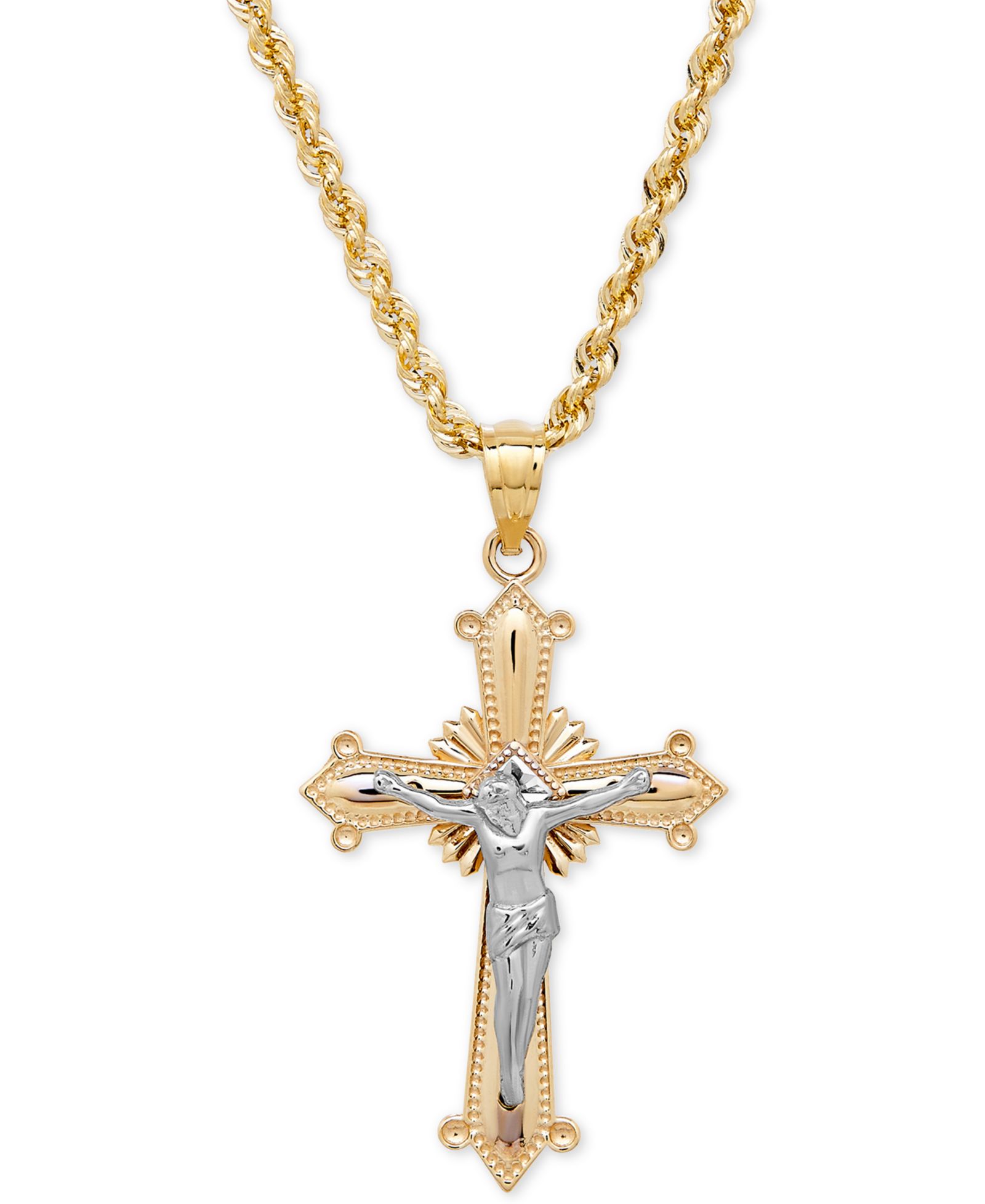 Двухцветная подвеска-крест в кулоне из 14k Gold и White Gold
