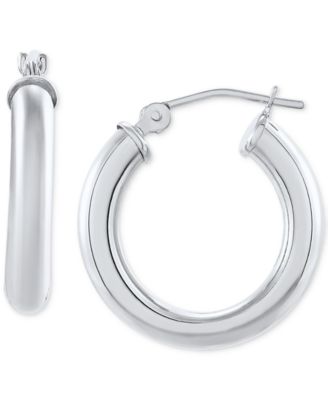 Polished Thin Tube Hoop Earrings (3mm) in 14k Gold (18mm)