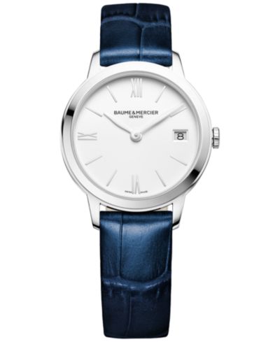 Женские часы Baume & Mercier Swiss Classima Blue Leather Strap 31mm M0A10353