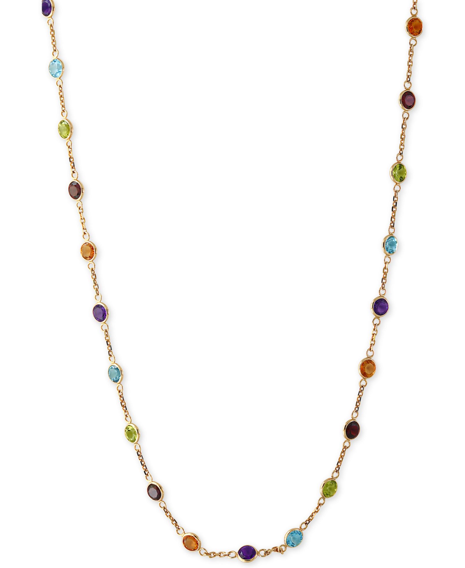 EFFY® Mosaic Collection Multi-Gemstone Link Collar Necklace (9 ct. t.w.) in 14k Gold. (Also available in 14k Rose Gold)