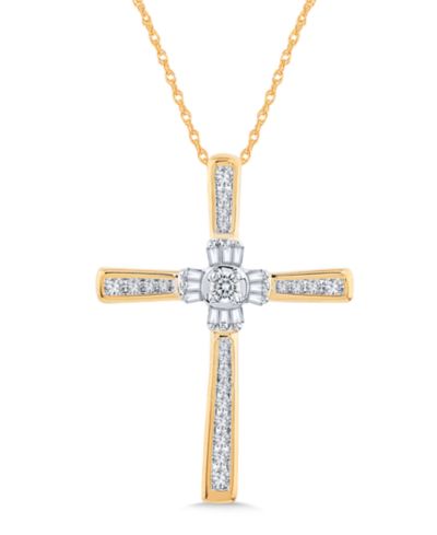 14k Gold Pendant, Diamond Cross (1/4 ct. t.w.)