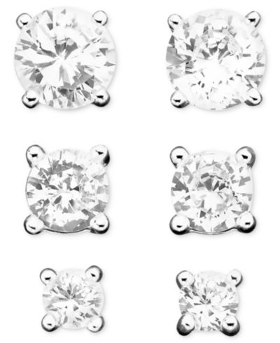 Серьги-гвоздики Giani Bernini Cubic Zirconia Sterling Silver 3-Pc.