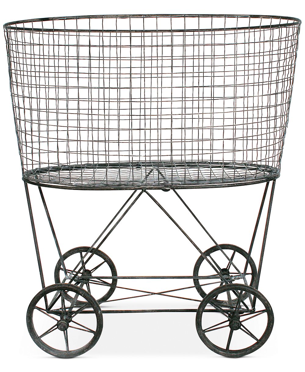 Storied Home Metal Rolling Laundry Cart with Rack