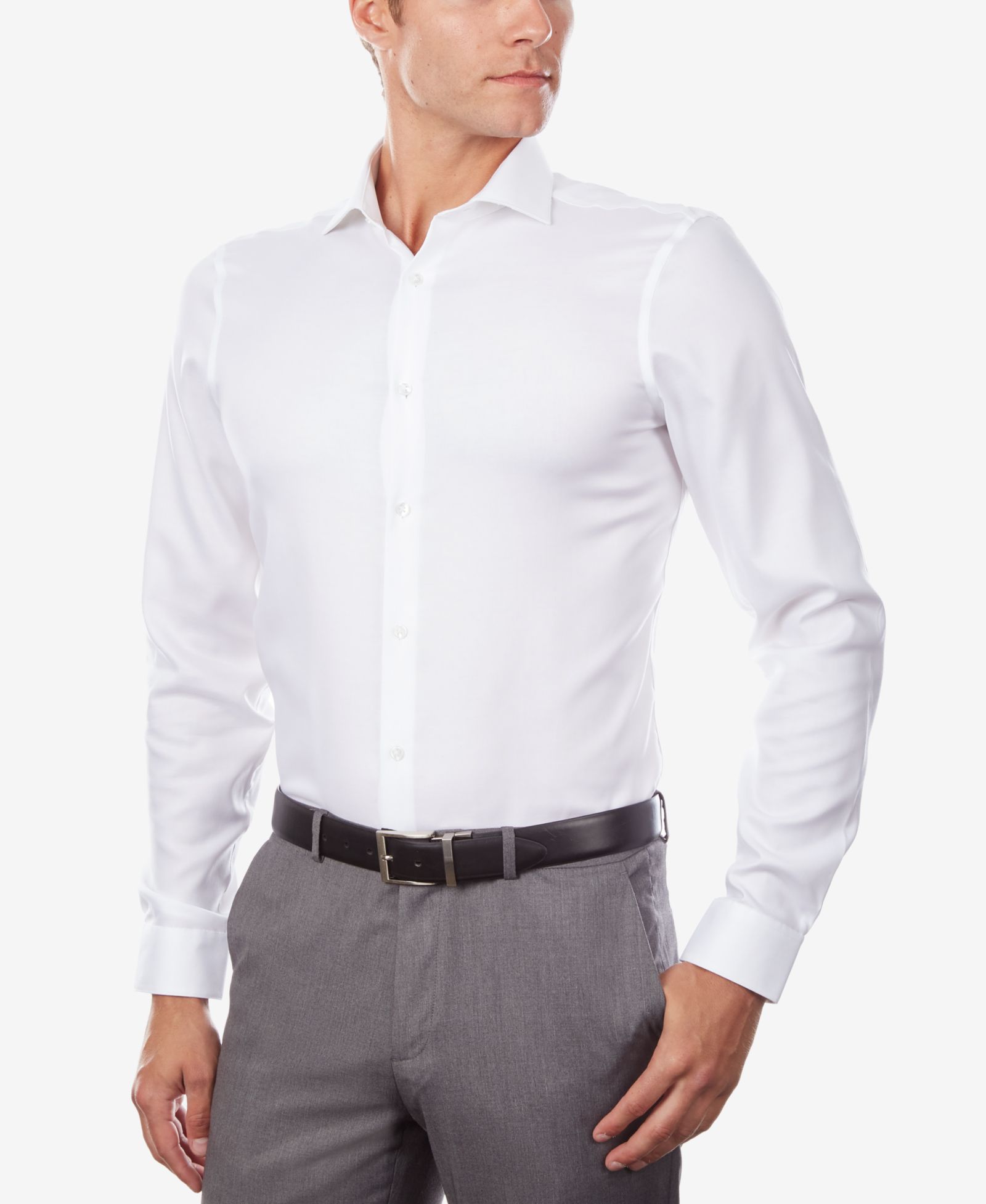 Calvin Klein Мужская рубашка Steel+ Slim-Fit, не требующая глажки, эластичная